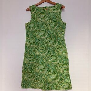 Vintage J. McLaughlin Green Paisley Sleeveless Sheath Dress Size 12